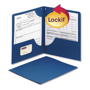 Smead® Lockit Two-pocket Folder, Textured Paper, 100-sheet Capacity, 11 X 8.5, Dark Blue, 25-box freeshipping - TVN Wholesale